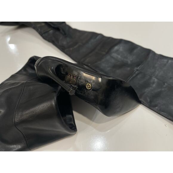KURT GEIGER LONDON Vito Over-The-Knee Boots In Black Leather Sz EU 37 US 6.5 - Picture 4 of 6